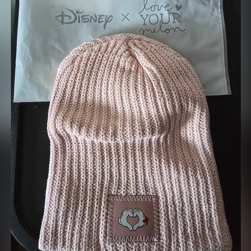 Love Your Melon Mickey Minnie Heart Hands Pink Beanie Hat